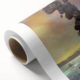 Vibrant rolled canvas art showcasing a stunning landscape design featuring layered rocks and natural textures, perfect for home decor and artistic inspiration.