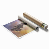 Stunning landscape wall art print showcasing vibrant rocky terrain and lush greenery, rolled and ready for display in any room. Ideal for nature lovers.