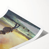 Stunning rolled wall art print showcasing a vibrant landscape with intricate rock formations, perfect for home decor. Packaged securely in a durable tube.