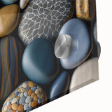 Close-up of a vibrant acrylic glass wall art piece featuring a colorful abstract landscape with textured rock formations, ideal for modern home decor.