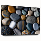 Acrylic wall art showcasing a stunning landscape design with vibrant colors and intricate rock formations, elegantly displayed from a side view with stylish pins.