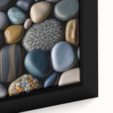 Framed canvas wall art showcasing a close-up of a vibrant rock landscape design, featuring rich earthy tones and intricate textures, perfect for home decor.