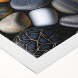 Rolled canvas artwork showcasing a serene landscape with intricate rock formations, highlighted by soft earth tones, perfect for home decor or interior design.