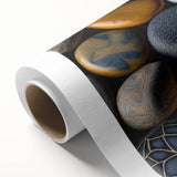 Vibrant rolled canvas artwork showcasing a serene landscape with rocky formations, perfect for home decor, emphasizing natural beauty and tranquility.