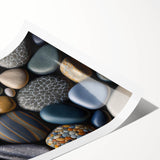 Vibrant rolled print of a landscape featuring intricate rock formations in earthy tones, perfect for modern home decor or art collection.