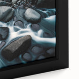 Close-up of a framed canvas wall art design featuring intricate rock landscapes in earthy tones, showcasing textured details and vibrant colors that enhance home decor.