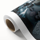 Vibrant rolled canvas wall art showcasing a stunning abstract landscape design with rocky formations, ideal for home decor and modern interiors.