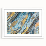 Framed wall art featuring a landscape design with rocks, presented in a white mat, perfect for modern home decor. Ideal for enhancing living spaces with natural beauty.