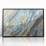 Framed acrylic wall art featuring a stunning landscape design with rocks, showcased in a sleek black frame, perfect for modern home decor.