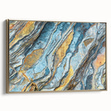 Framed canvas wall art showcasing a striking landscape design with rocky formations, accentuated by a gold frame, perfect for modern decor.