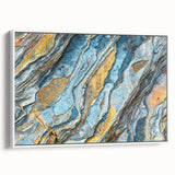 Framed wall art showcasing a stunning landscape with rocks, set in a minimalist white frame, ideal for modern home decor. Perfect for enhancing any living space or gallery wall.