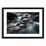 Framed black wall art showcasing a rocky landscape design, featuring natural textures and earthy tones, perfect for enhancing modern decor and creating a serene ambiance.