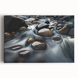 Stretched canvas wall art showcasing a vibrant landscape with textured rocks and natural hues, perfect for enhancing home decor and creating an inviting atmosphere.