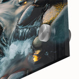 Close-up of a sleek acrylic glass wall art piece showcasing a vibrant landscape design with textured rocks, perfect for modern home decor. Ideal for art enthusiasts seeking unique interior accents.