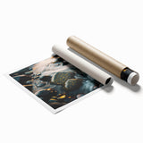 Vibrant rolled print showcasing a stunning landscape of rugged rocks, perfect for home décor. The design captures natural beauty with rich textures and colors, ideal for art enthusiasts.