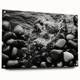 Acrylic wall art display featuring a striking landscape design with vibrant rocks in rich earthy tones, elegantly mounted with pins for a modern aesthetic.