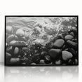 Framed acrylic wall art featuring a stunning rock landscape design, set in a sleek black frame, perfect for modern home decor. Ideal for nature lovers and art enthusiasts.