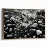 Framed canvas wall art showcasing a stunning landscape with rocks and gold accents, highlighting natural textures and elegant design, perfect for home decor.