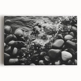 Stretched canvas wall art showcasing a serene landscape with rugged rocks and vibrant colors, perfect for enhancing modern home decor and creating a calming atmosphere.