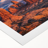 Abstract landscape wall art featuring vibrant rocks and earthy tones on rolled canvas, ideal for modern home décor, showcasing artistic texture and depth.