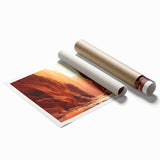Stunning rolled print of a landscape featuring textured rocks and vibrant colors, perfect for home décor. Packaged securely in a protective cardboard tube.