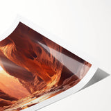 Rolled print showcasing a serene landscape with rocky formations, ideal for home decor. Features vibrant colors and intricate details, adding elegance to any space.