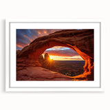 Framed wall art showcasing a contemporary landscape design with rocks, featuring a white mat and sleek frame, ideal for modern home decor.