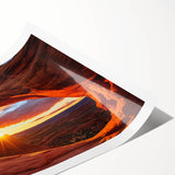 Rolled print showcasing a serene landscape design with vibrant rocks and earthy tones, ideal for home decor. Packaged securely in a protective tube for safe delivery.