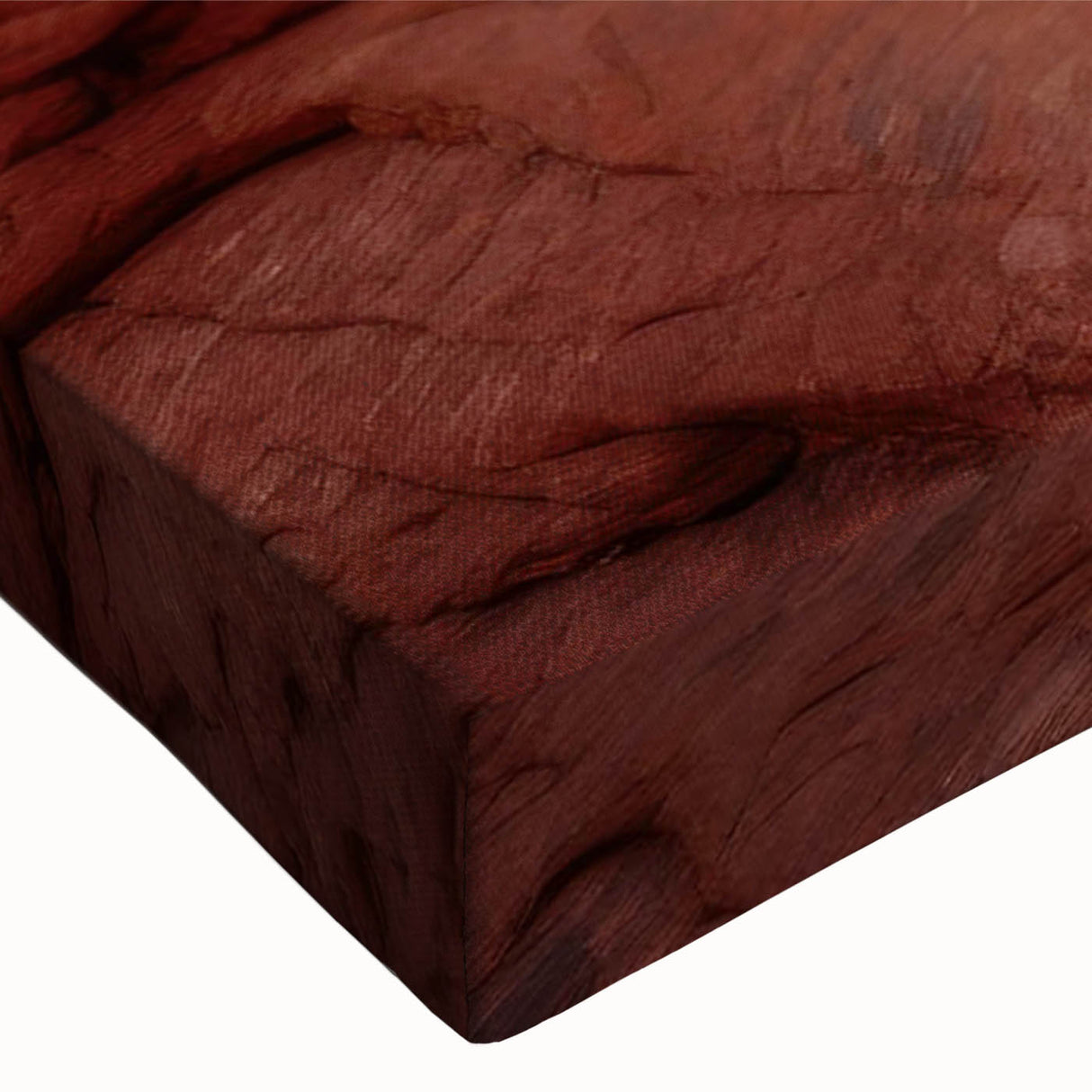 Close-up of a stretched canvas featuring a vibrant landscape rock design, showcasing intricate textures and earthy tones, perfect for modern home decor.