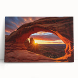 Stretched canvas wall art showcasing a vibrant landscape design with dramatic rock formations, perfect for modern home decor. Ideal for adding a natural touch to living spaces.