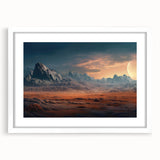 Framed white mat wall art featuring a serene landscape with textured rocks and soft pastel colors, perfect for home decor and enhancing interior spaces.