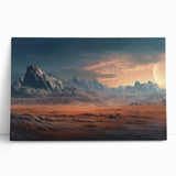 Stretched canvas wall art featuring a serene landscape with rocky formations, showcasing earthy tones and intricate textures, perfect for modern home decor.