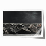 Rolled print of a vibrant landscape featuring rocky formations and a colorful sky, ideal for home decor, showcasing natural beauty and artistic design.