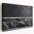 Stretched canvas wall art showcasing a vibrant landscape design with rocky formations, ideal for enhancing modern home decor. This side view emphasizes the artwork's texture and depth, making it a captivating addition to any interior.