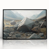 Framed acrylic wall art featuring a stunning landscape design with vibrant rocks and earthy tones, designed to enhance modern decor and create a serene atmosphere.