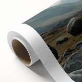Rolled canvas wall art showcasing a stunning landscape design with vibrant rocks and natural textures, ideal for home decor, packaged in a protective tube.