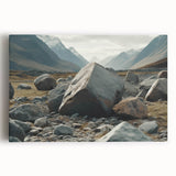 Stretched canvas wall art featuring a vibrant landscape design with colorful rocks and natural elements, perfect for enhancing home decor and creating a serene atmosphere.