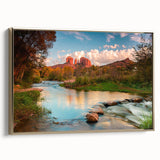 Framed canvas wall art showcasing a contemporary landscape design with textured rocks, featuring a gold frame that adds elegance to any decor. Perfect for modern home interiors.