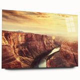 Acrylic wall art collection showcasing a vibrant landscape design with bold rock formations, displayed in a modern setting, emphasizing texture and depth.