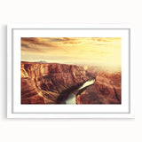 Framed landscape wall art featuring a serene rocky scene with earthy tones, presented in a sleek white mat. Perfect for enhancing modern home decor.