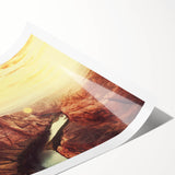 Vibrant rolled canvas print showcasing a stunning abstract landscape design with rich colors and intricate rock formations, ideal for modern home decor.