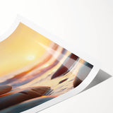 Abstract landscape wall art print showcasing vibrant, textured rocks in earthy tones, ideal for modern home decor, beautifully rolled for easy framing.