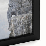 Close-up of a framed canvas wall art piece showcasing an intricate landscape design with rocky textures, ideal for modern home décor and artistic interiors.