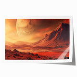Colorful wall art print showcasing a serene landscape with layered rocks and lush greenery, rolled and packaged securely in a cardboard tube for delivery.