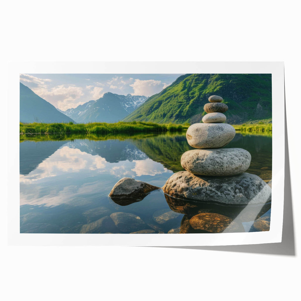 Colorful landscape wall art print showcasing abstract rocks and textures, rolled and ready for display, highlighting earthy tones perfect for home decor.