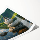 Rolled print showcasing a vibrant landscape wall art design featuring textured rocks and earthy tones, perfect for home decor enthusiasts. Packaged securely for safe delivery.
