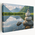 Stretched canvas wall art featuring a vibrant landscape design with rocky formations and vivid colors, perfect for enhancing home decor and creating a serene ambiance.