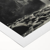 Vibrant rolled canvas artwork showcasing a stunning landscape with colorful rocks and natural textures, perfect for home decor and artistic enhancement.