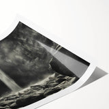 Abstract landscape wall art print showcasing a serene scene of rocky formations and soft pastel hues, perfect for modern home decor. Ideal for enhancing living spaces with artistic flair.