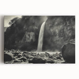 Stretched canvas featuring a vibrant abstract landscape design with bold colors and intricate rock formations, perfect for modern home décor.